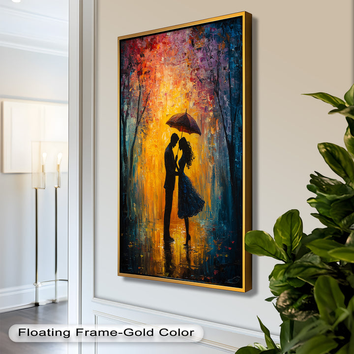 Lovers Under Autumn Glow – Romantic Couple Oil Painting
