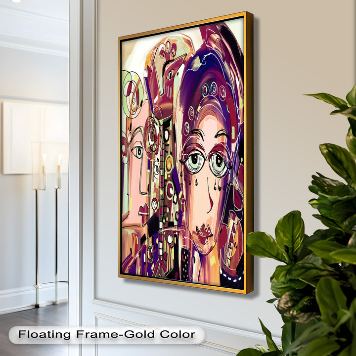 Whispers in Color – Dual Faces with Expressive Eyes Picasso Oil Painting