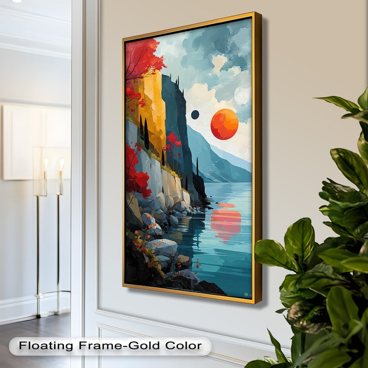 Celestial Cliffs – Surreal Coastal Landscape Picasso Oil Painting