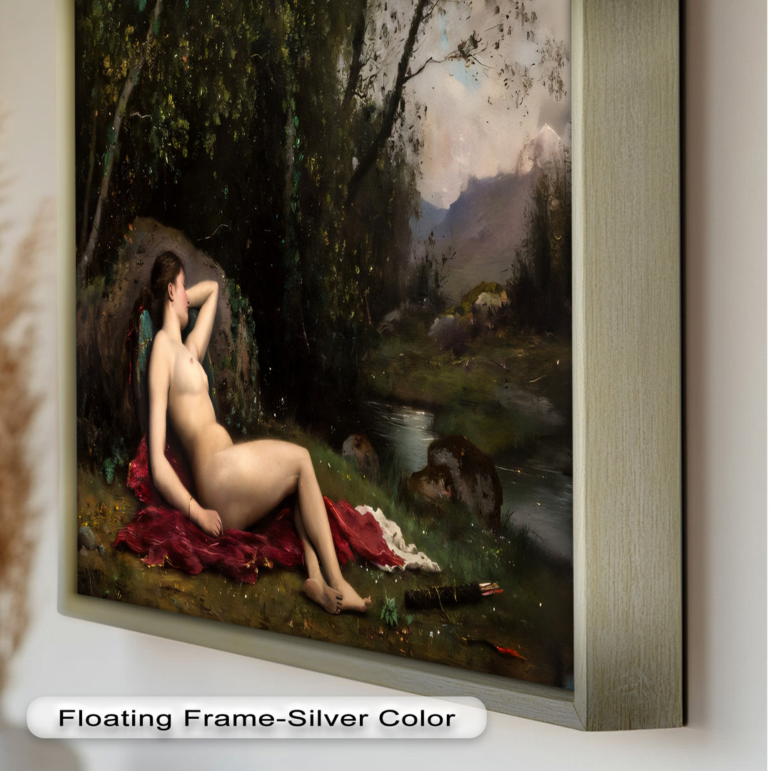 Reclining Diana – Classical Goddess in Nature Renaissance Oil Painting