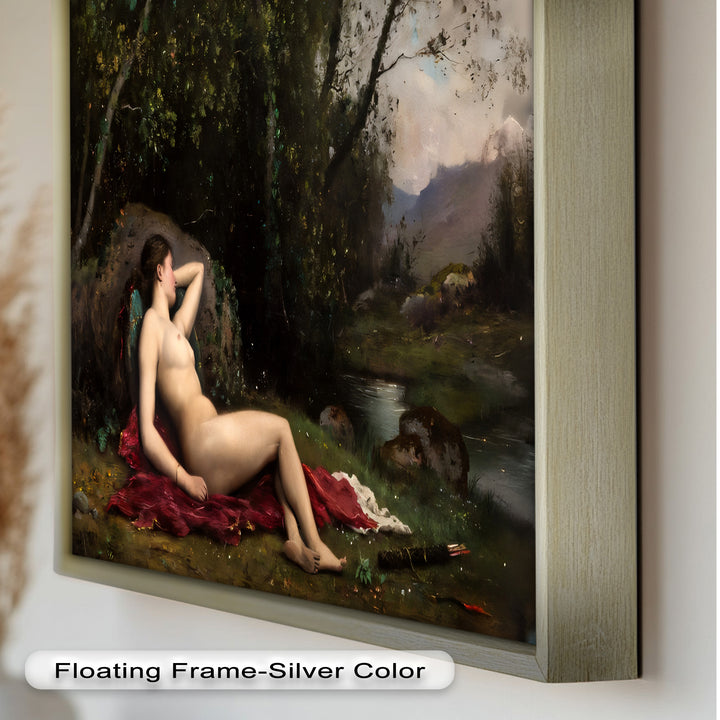 Reclining Diana – Classical Goddess in Nature Renaissance Oil Painting