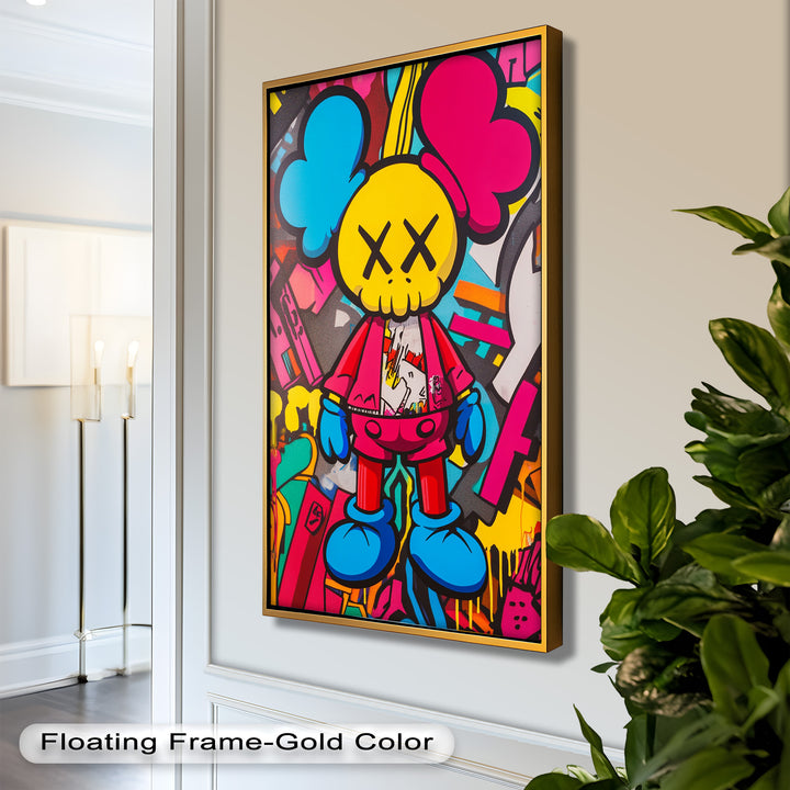 Neon Rebellion – KAWS Graffiti Ölgemälde