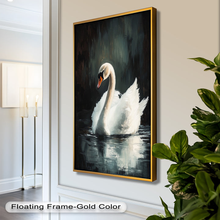 Solitary Grace – White Swan Oil Painting