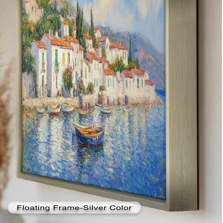 Sunlit Mediterranean Village – Coastal Impressionist Oil Painting