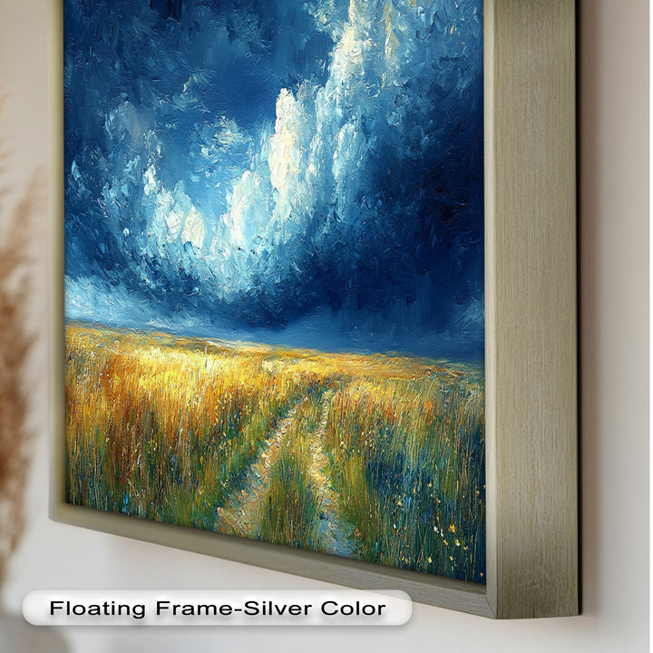 Golden Field Stormy Sky Wandkunst – Romantik Ölgemälde