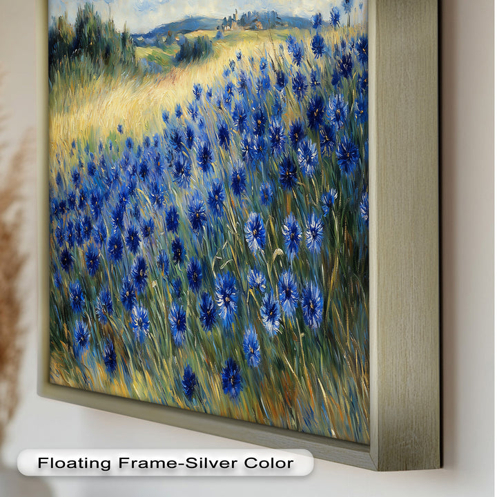 Golden Fields and Blue Cornflowers – Impressionist Meadow Scene Oil Painting