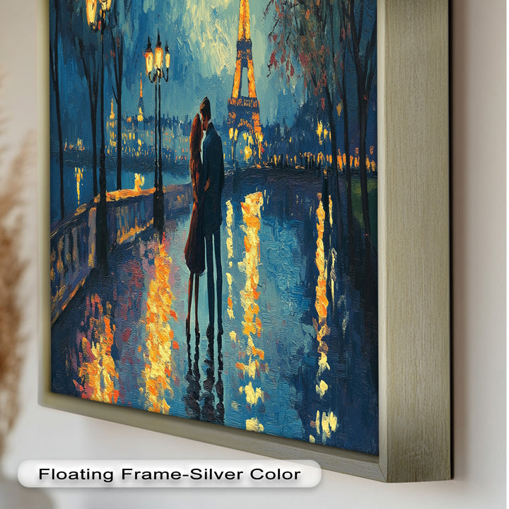 Moonlit Reflections – Eiffel Tower Romance Love Oil Painting