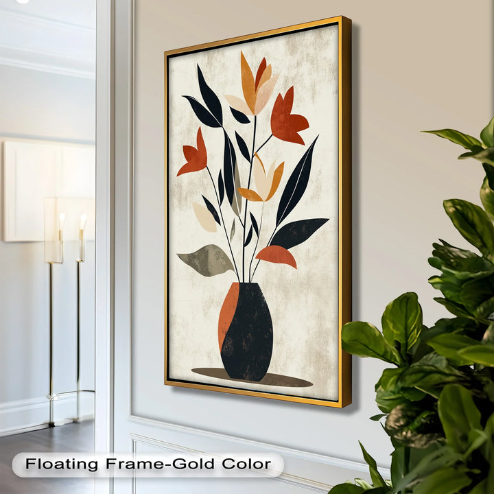 Earthy Boho Floral – Modern Abstract Vase Oil Painting - MyPhotoStation