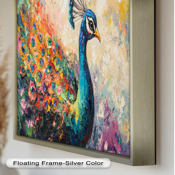 Peacock in Blooming Hues - Animal Oil Painting