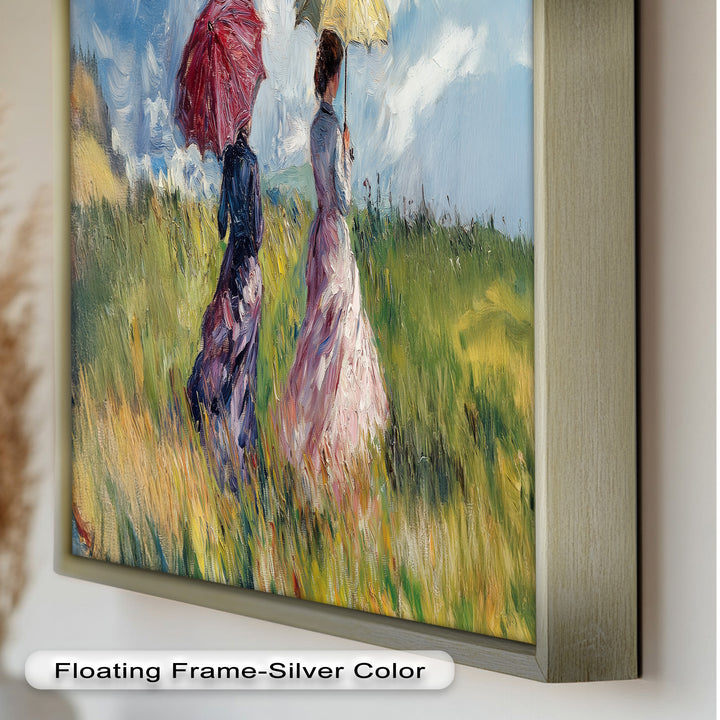 Ladies with Parasols in a Sunlit Meadow – Impressionist Oil Painting
