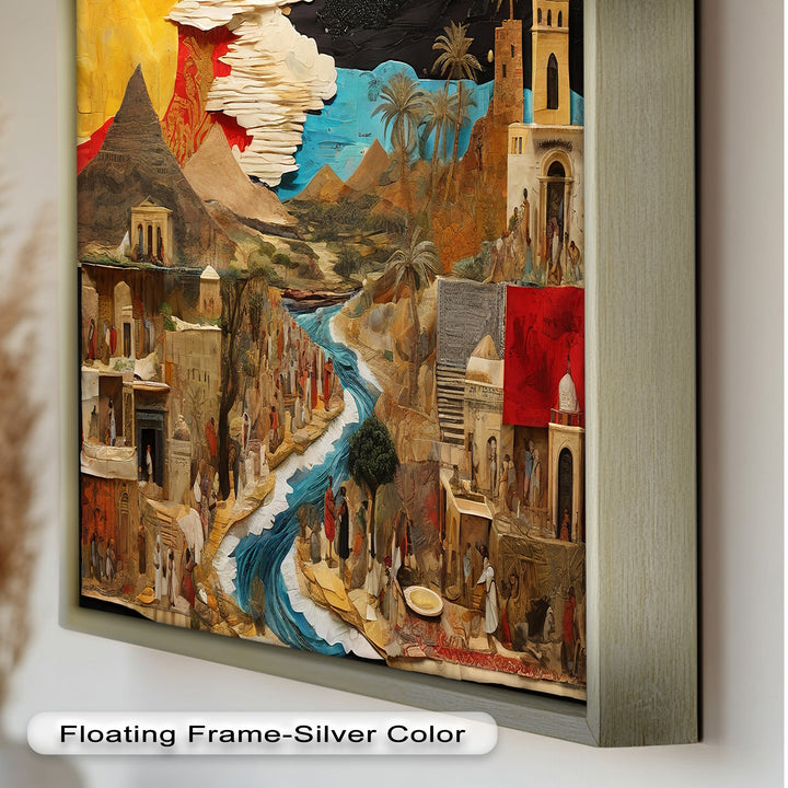 River of Time – Ancient Civilization Collage Picasso Oil Painting