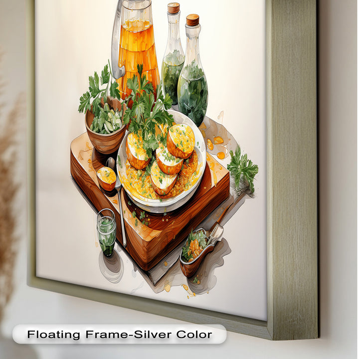 Golden Herb Delight – Rustic Food Still Life Painting