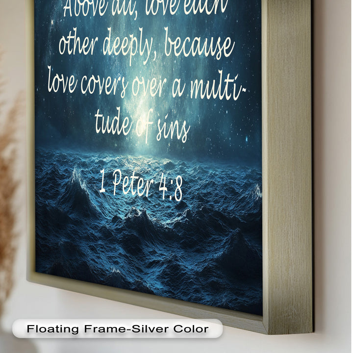 1 Peter 4:8 – Love and Forgiveness Bible Verse Oil Painting