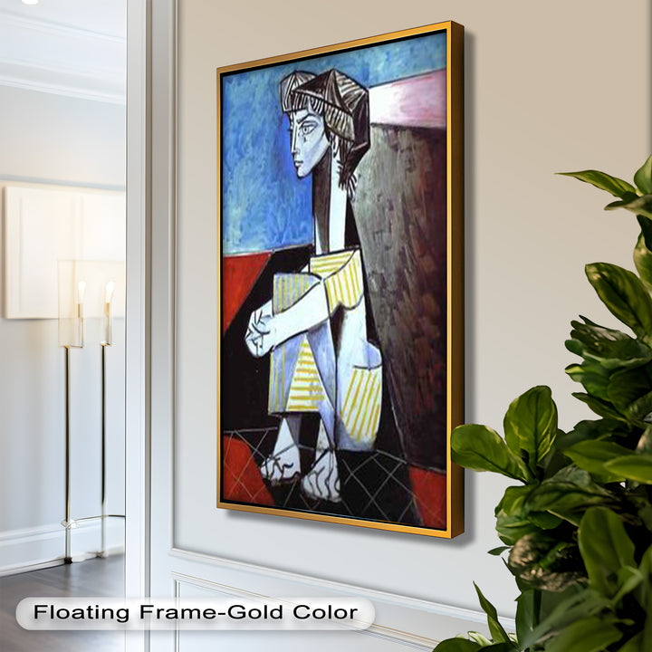 Seated Boy with Striped Garment – Picasso Oil Painting