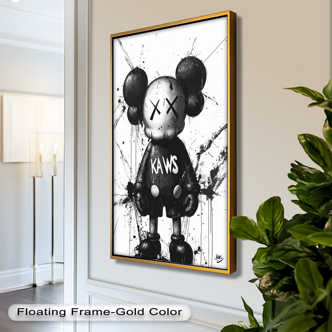 Black & White Figure – KAWS Graffiti Oil Painting