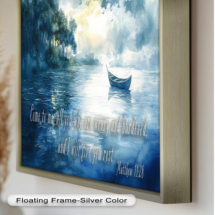 Matthew 11:28 – Find Rest in Christ Bible Verse Oil Painting