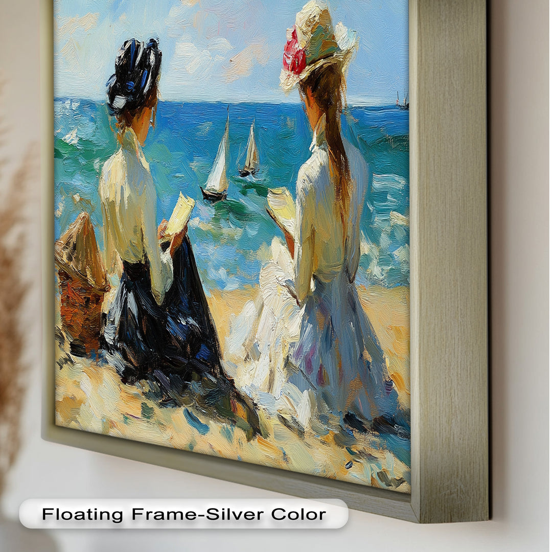 Seaside Serenity with Sailboats – Impressionist Oil Painting