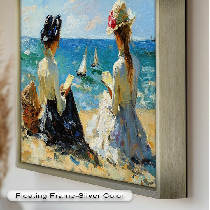 Seaside Serenity with Sailboats – Impressionist Oil Painting