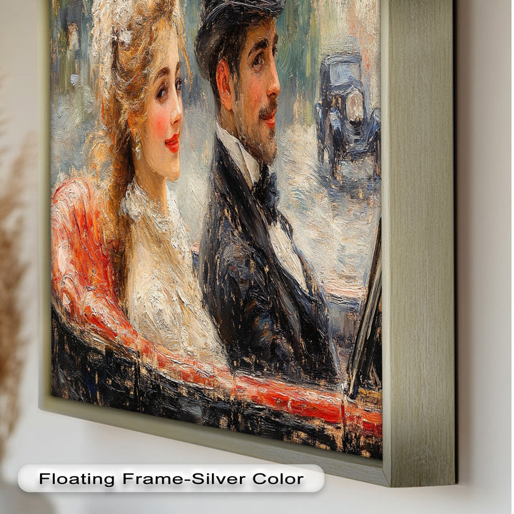 Charming Couple in a Vintage Car – Impressionist Oil Painting