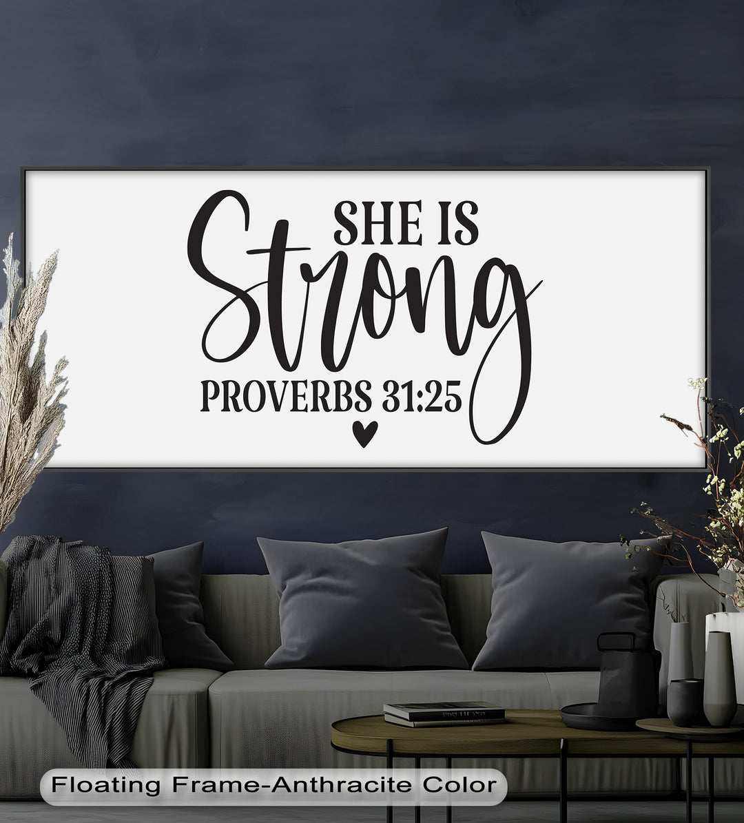 She Is Strong – Proverbs 31:25 Bible Verse Oil Painting