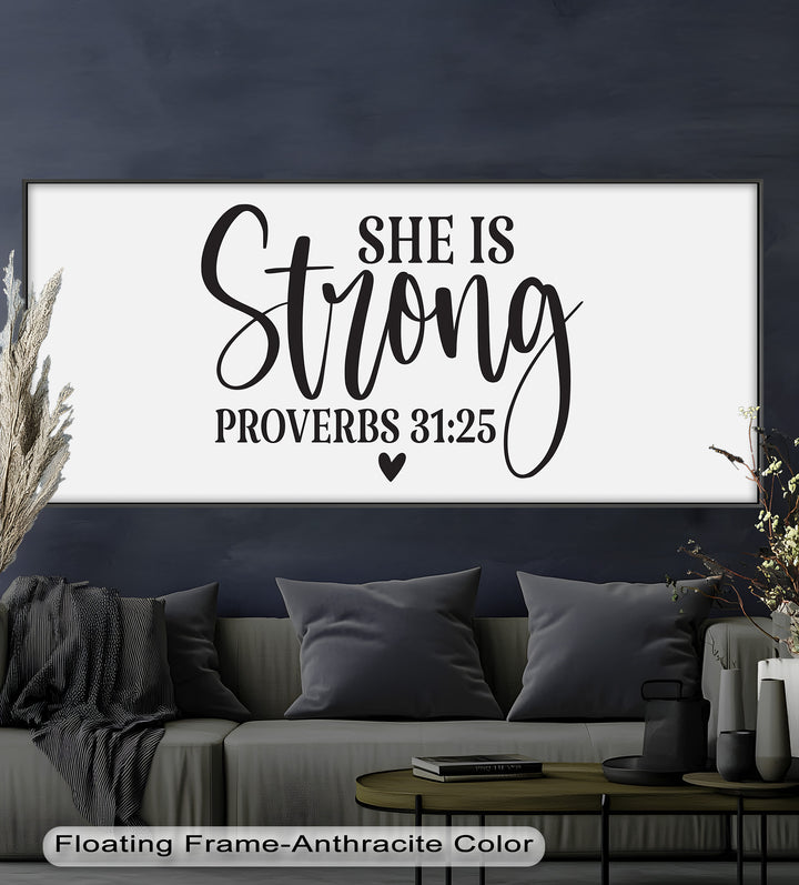She Is Strong – Proverbs 31:25 Bible Verse Oil Painting