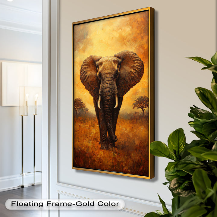 Majestic Elephant at Sunset – Wildlife Oil Painting
