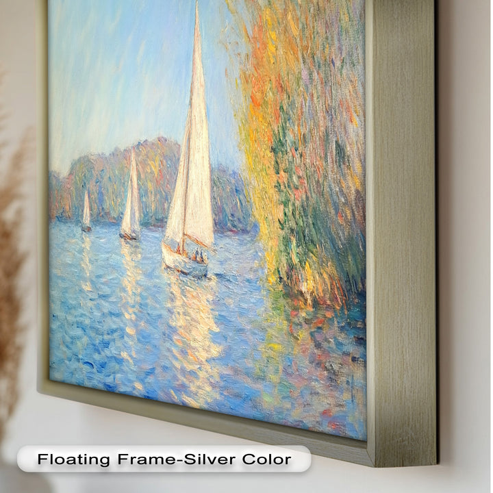 Tranquil Sails at Sunset – Impressionist Boat Scene Oil Painting