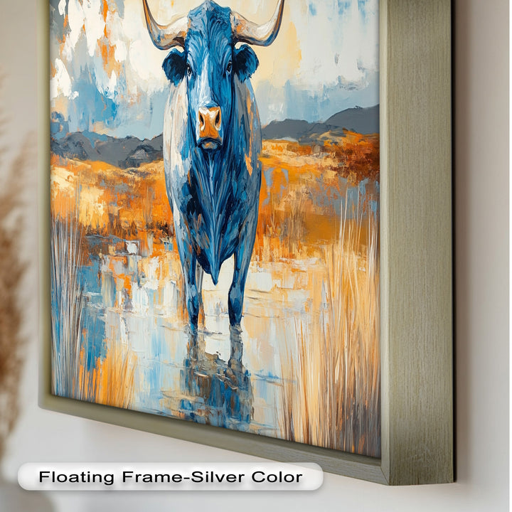 Blue Desert Bull – Animal Oil Painting