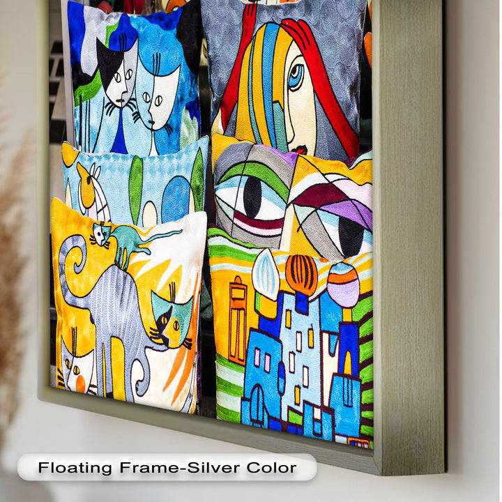 Colorful Cubist Cat & Face Pillows – Picasso Oil Painting