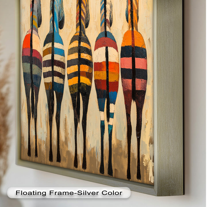 Five Colorful Zebras with Bold Stripes – Animal Oil Painting