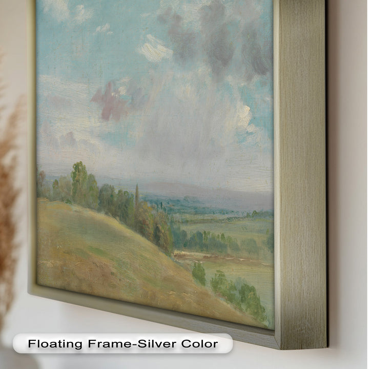 Vintage Landscape Framed Art – Rolling Hills Oil Painting