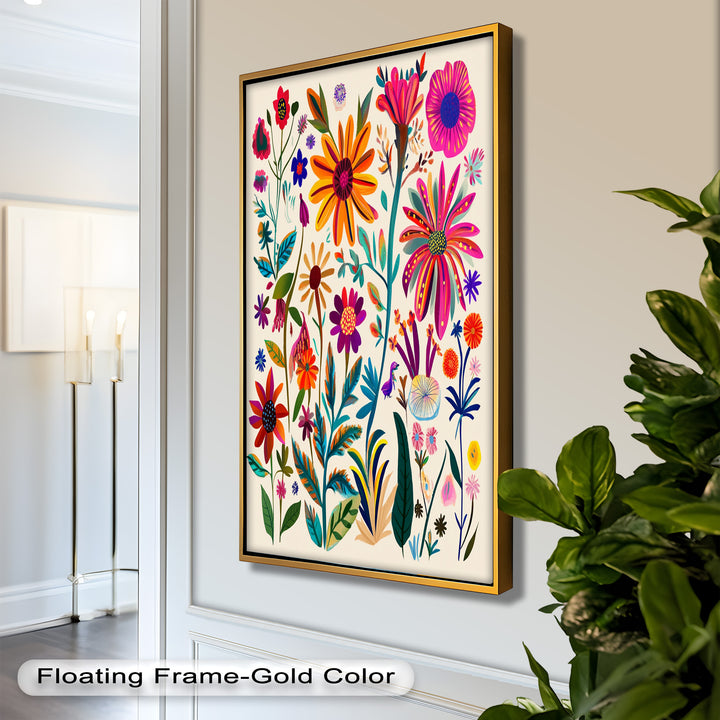 Wild Bloom Symphony – Vibrant Botanical Oil Painting