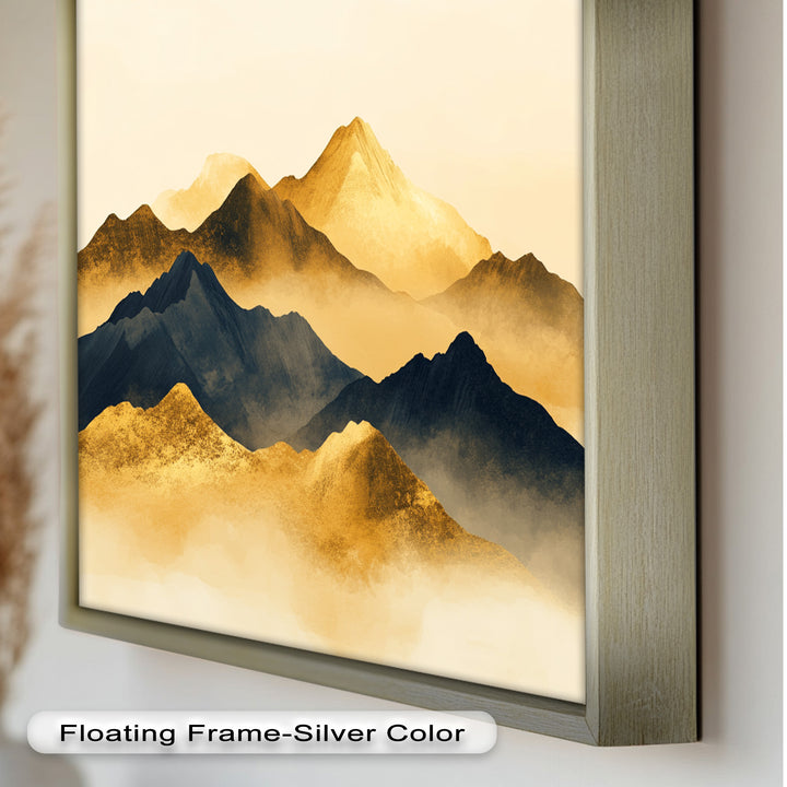 Gold &amp; Black Mountains – Modernes Ölgemälde