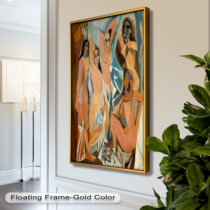 Echoes of Les Demoiselles – Picasso-Inspired Cubist Nude Figures Oil Painting