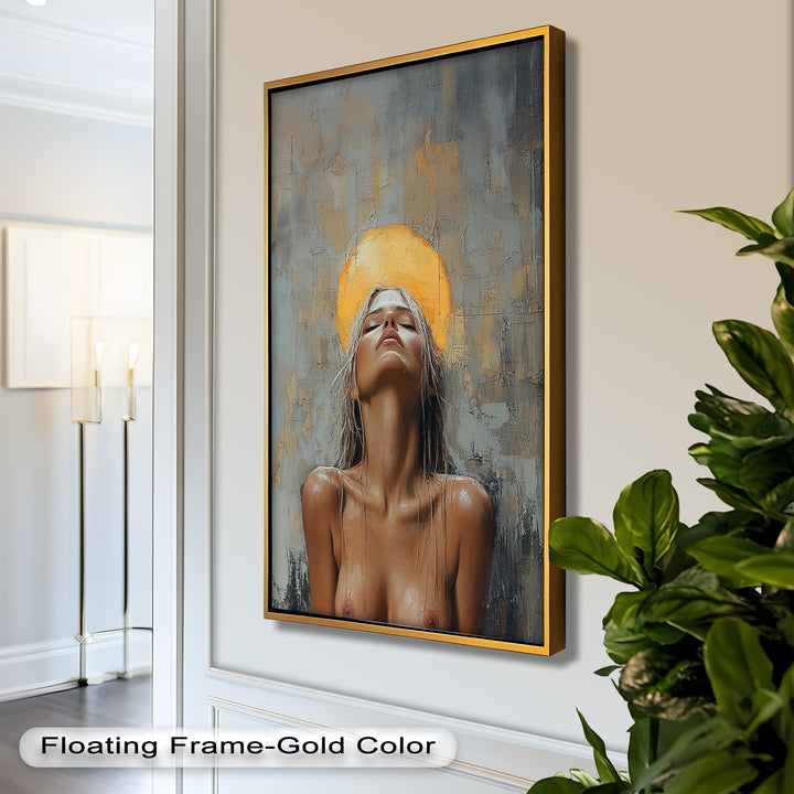 Haloed Grace – Ethereal Nude Portrait Oil Painting