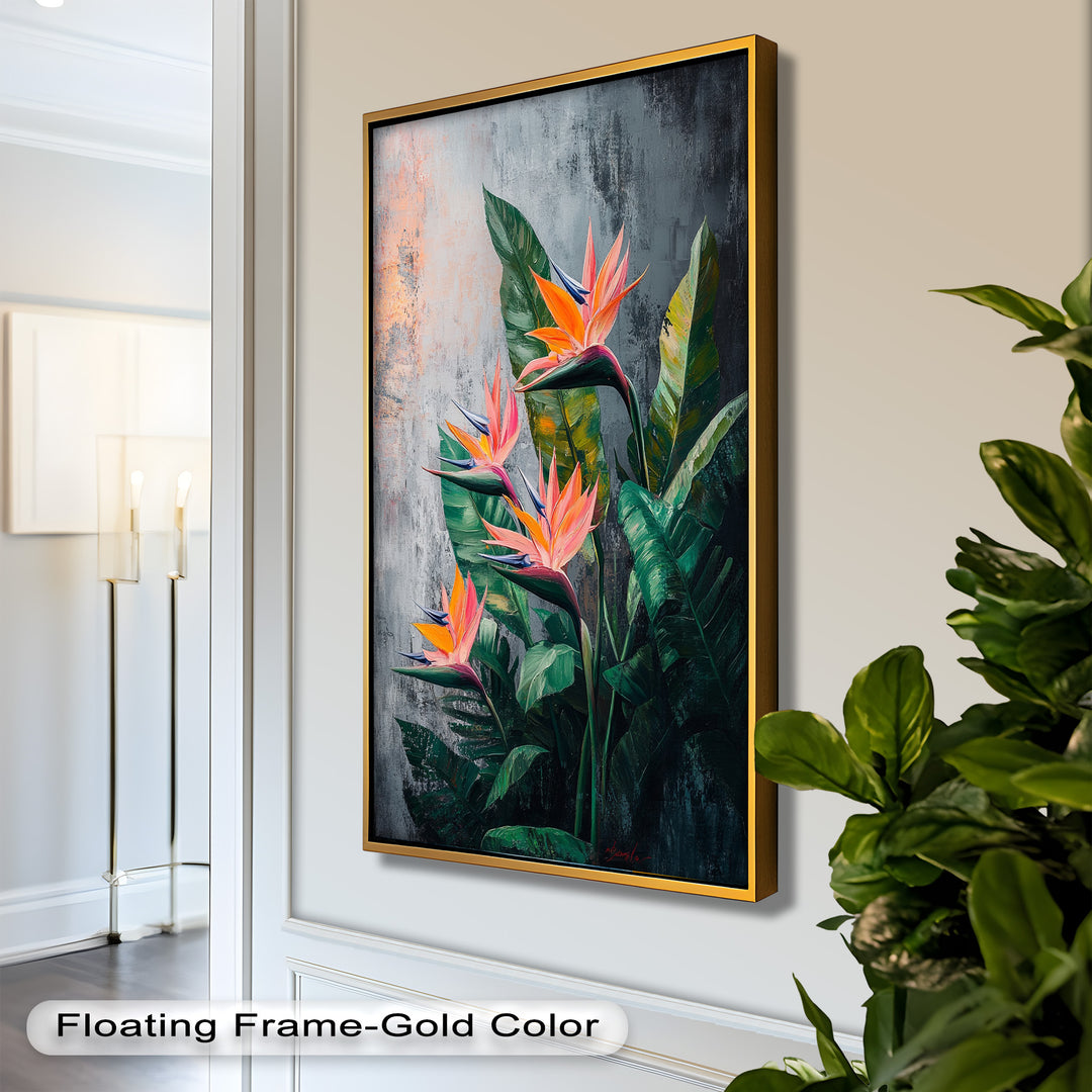 Tropical Flame – Bird of Paradise Botanical Oil Painting