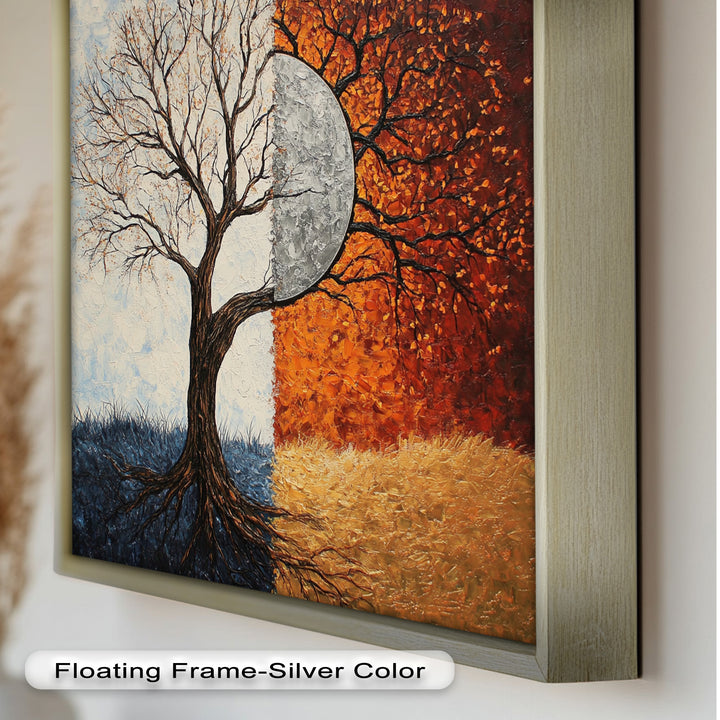 Duality of Seasons – Abstract Tree Oil Painting