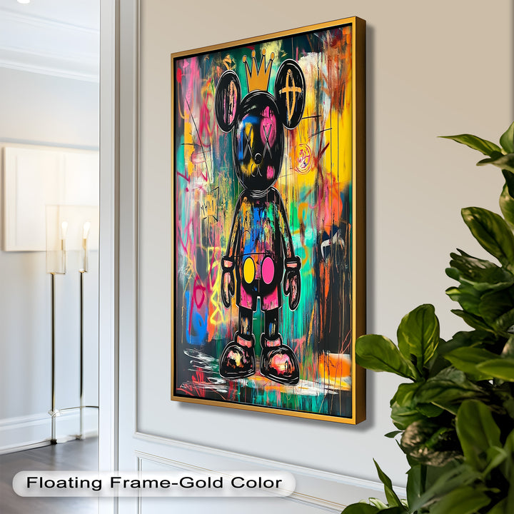 Crowned Chaos – Neon Royal KAWS Oil Painting