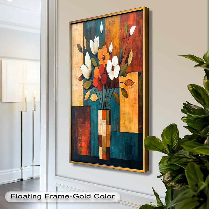 Geometric Bloom – Modern Floral Abstract Oil Painting
