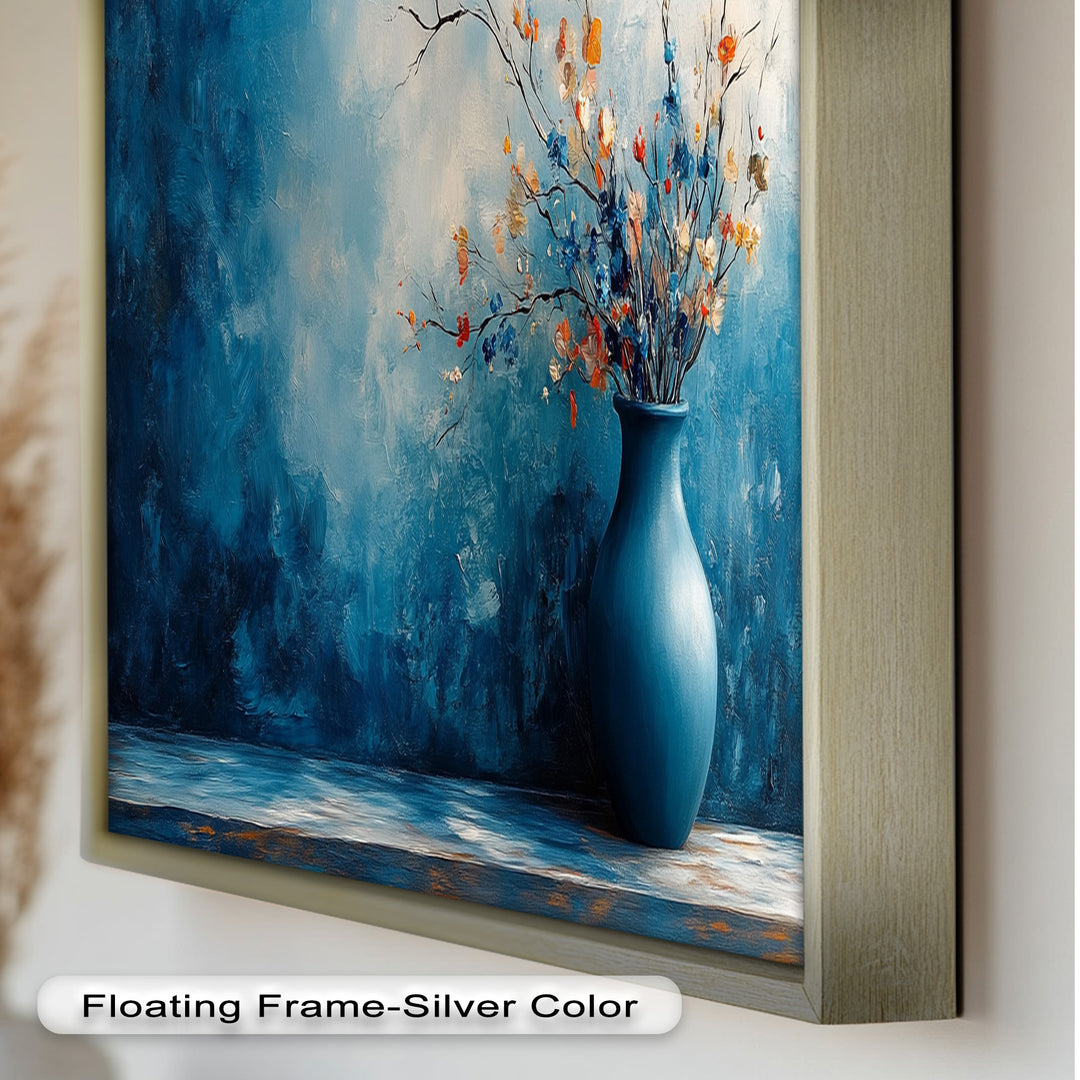 Blue Harmony Vase – Contemporary Floral Arrangement Flower Oil Painting
