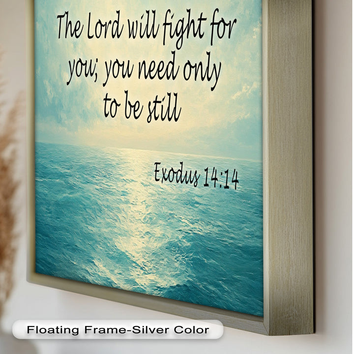 Exodus 14:14 – Be Still & Trust Bible Verse Oil Painting