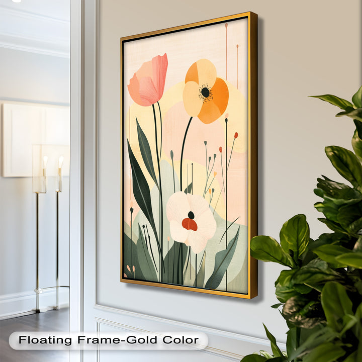 Sonnengeküsstes Trio – Minimalistisches florales Ölgemälde