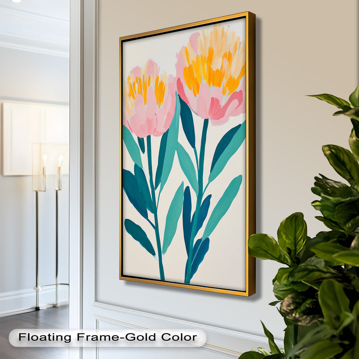 Sunburst Peonies – Modernes Boho-Blumenölgemälde