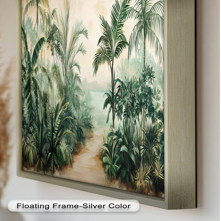 Tropical Serenity Pathway – Ölgemälde mit exotischem Grün