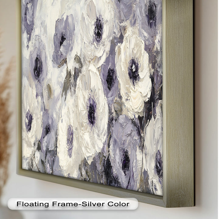 Ivory Whispers – Cream and Lavender Anemone Flower Oil Painting