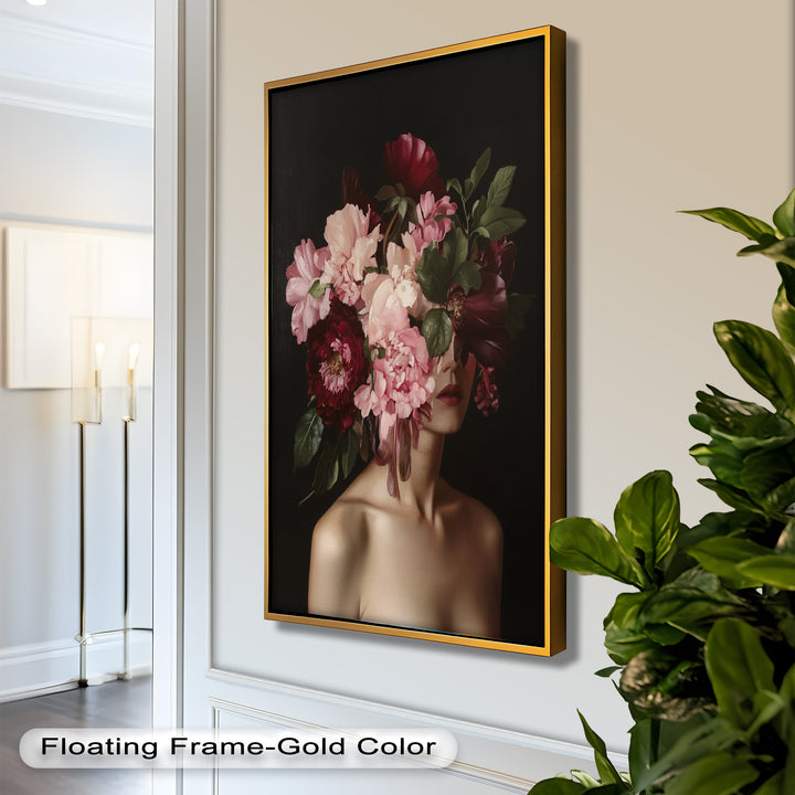 Blossom Veil – Romantic Floral Portrait Oil Painting