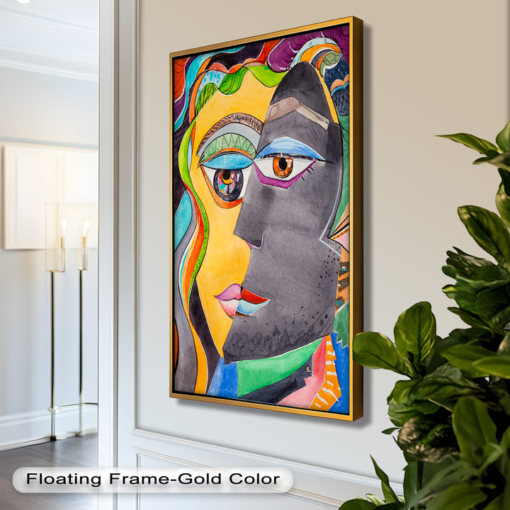 Dual Visions – Vibrant Abstract Faces Picasso Oil Painting