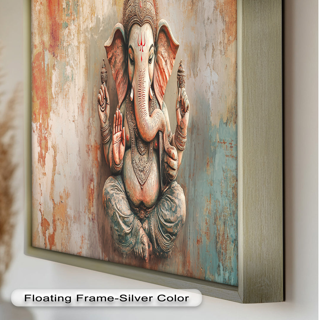 Rustikale Ganesha-Wandkunst – Religiöses Ölgemälde
