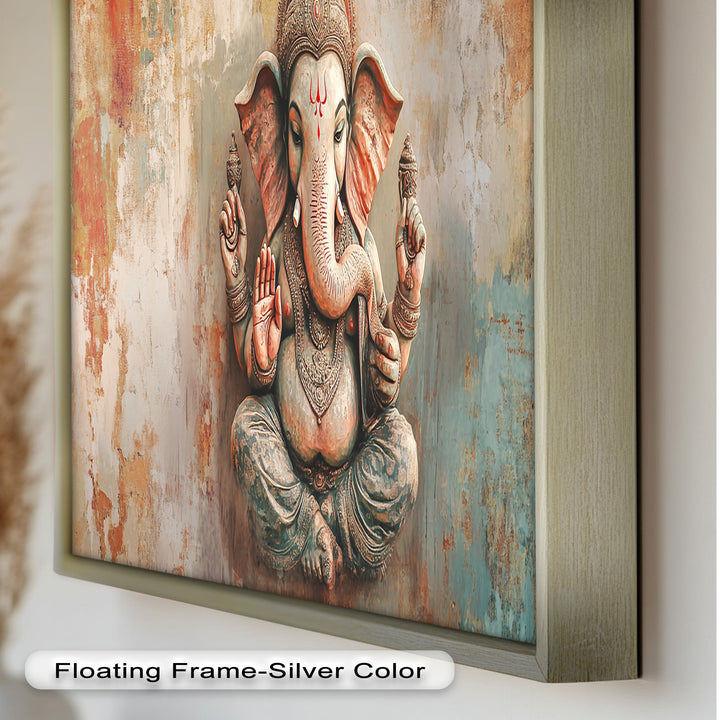 Rustikale Ganesha-Wandkunst – Religiöses Ölgemälde