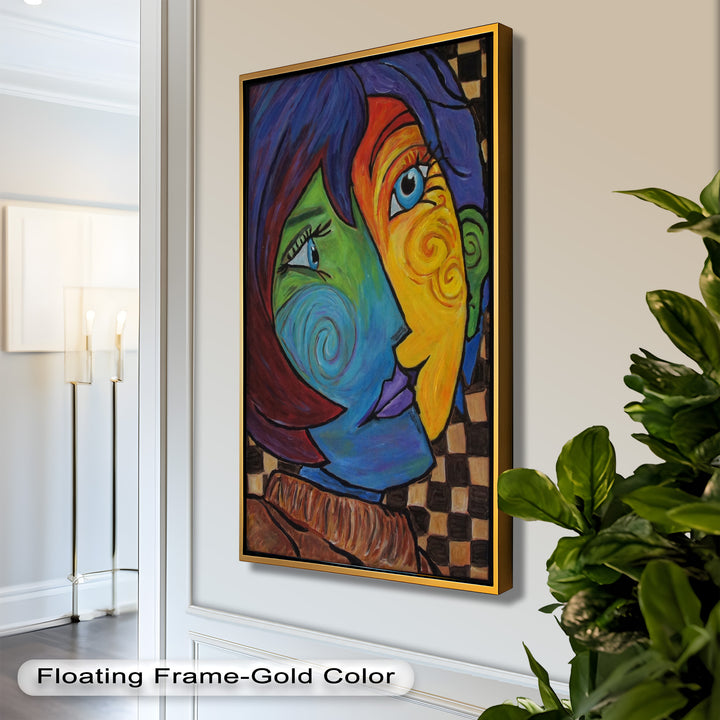 Dual Emotions – Vibrant Abstract Portrait Picasso Oil Painting